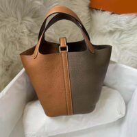 Hermes Women Picotin Lock 22cm in Cowhide leather-Brown Coffee (1)