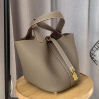 Hermes Women Picotin Lock 22cm in Cowhide leather-Light Brown (11)