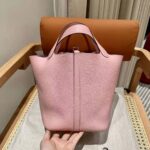 Hermes Women Picotin Lock 22cm in Cowhide leather-Pink