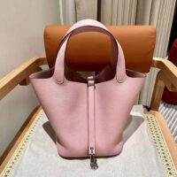 Hermes Women Picotin Lock 22cm in Cowhide leather-Pink (1)