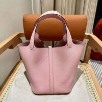 Hermes Women Picotin Lock 22cm in Cowhide leather-Pink (1)