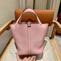 Hermes Women Picotin Lock 22cm in Cowhide leather-Pink (1)