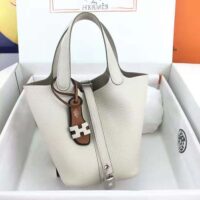 Hermes Women Picotin Lock 22cm in Cowhide leather-White (1)