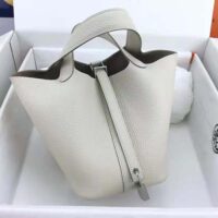 Hermes Women Picotin Lock 22cm in Cowhide leather-White (1)