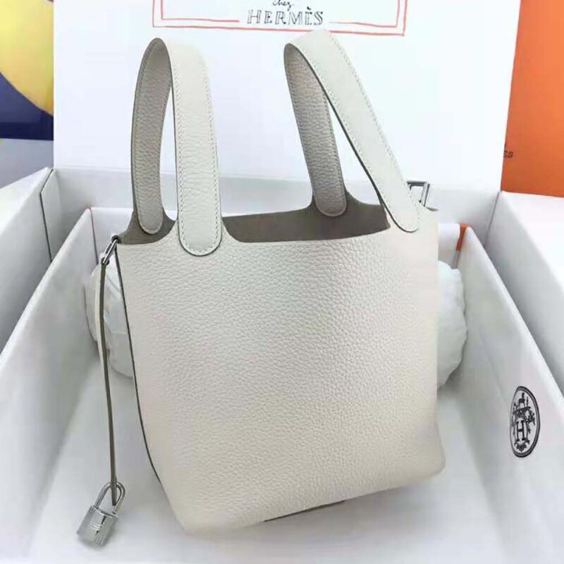 Hermes Women Picotin Lock 22cm in Cowhide leather-White