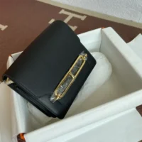 Hermes Women Roulis Mini Bag in Evergrain Calfskin-BlackGold (10)