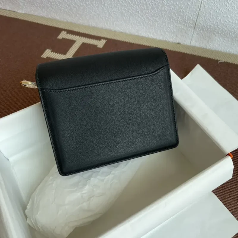Hermes Women Roulis Mini Bag in Evergrain Calfskin-Black