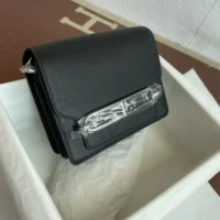 Hermes Women Roulis Mini Bag in Evergrain Calfskin-BlackSilver (1)