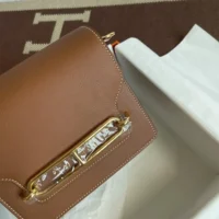 Hermes Women Roulis Mini Bag in Evergrain Calfskin-BrownGold (1)