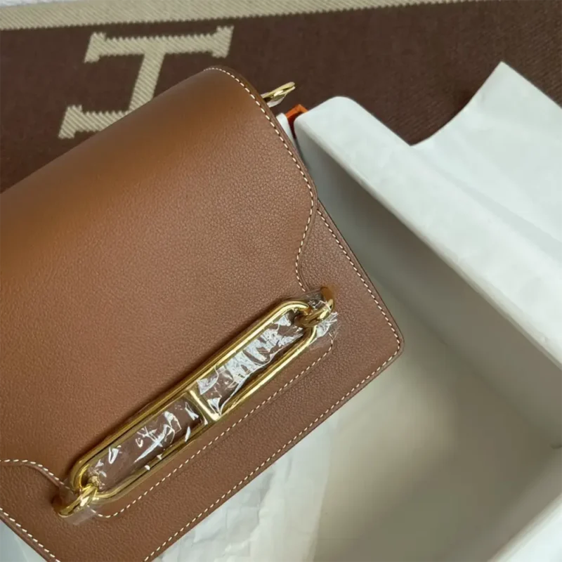 Hermes Women Roulis Mini Bag in Evergrain Calfskin-Brown