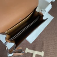 Hermes Women Roulis Mini Bag in Evergrain Calfskin-BrownSilver (1)