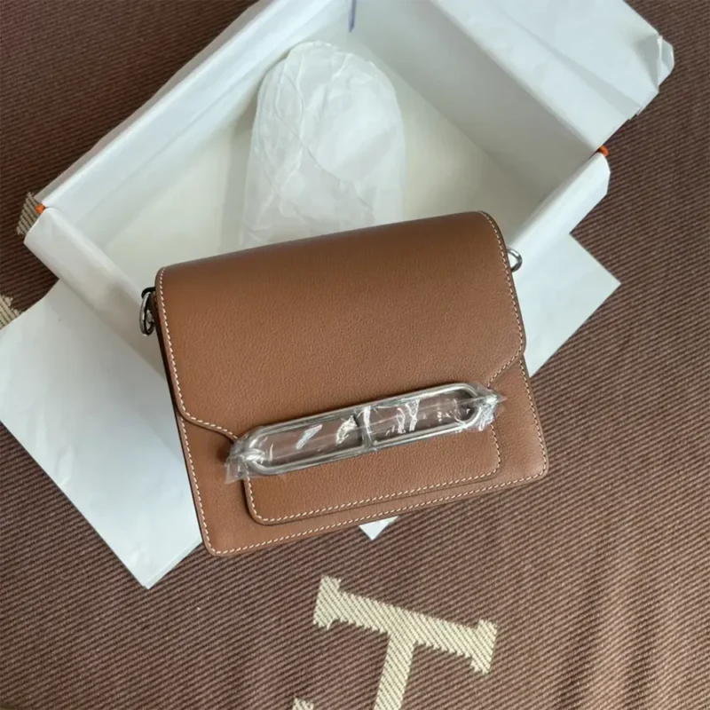 Hermes Women Roulis Mini Bag in Evergrain Calfskin-Brown