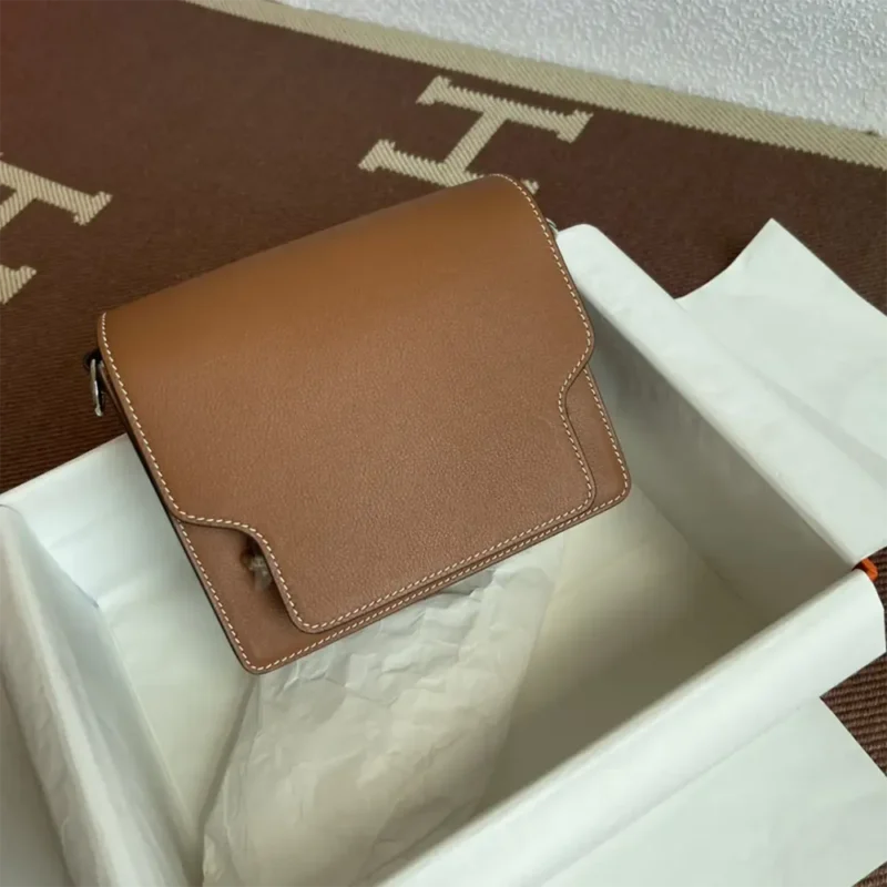 Hermes Women Roulis Mini Bag in Evergrain Calfskin-Brown