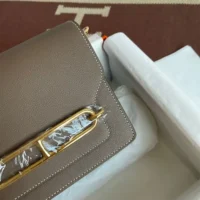 Hermes Women Roulis Mini Bag in Evergrain Calfskin-GrayGold (10)