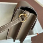 Hermes Women Roulis Mini Bag in Evergrain Calfskin-Gray/Gold