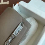 Hermes Women Roulis Mini Bag in Evergrain Calfskin-Gray/Silver