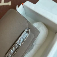 Hermes Women Roulis Mini Bag in Evergrain Calfskin-GraySilver (1)