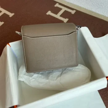 Hermes Women Roulis Mini Bag in Evergrain Calfskin-Gray/Silver