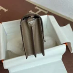 Hermes Women Roulis Mini Bag in Evergrain Calfskin-Gray/Silver