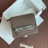Hermes Women Roulis Mini Bag in Evergrain Calfskin-GraySilver (1)