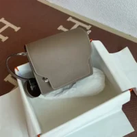 Hermes Women Roulis Mini Bag in Evergrain Calfskin-GraySilver (1)