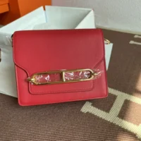Hermes Women Roulis Mini Bag in Evergrain Calfskin-RedGold (10)