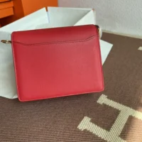 Hermes Women Roulis Mini Bag in Evergrain Calfskin-RedGold (10)