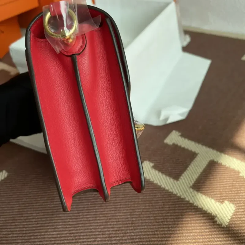 Hermes Women Roulis Mini Bag in Evergrain Calfskin-Red