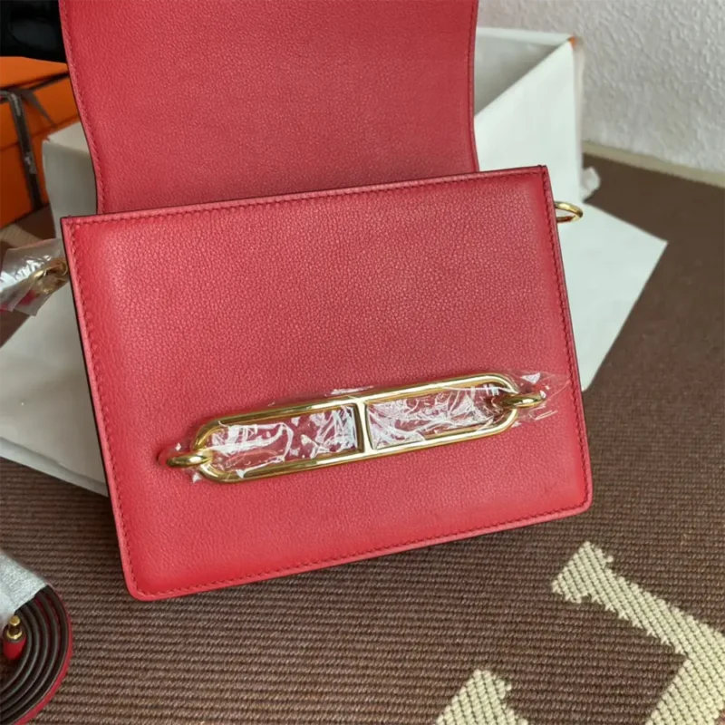 Hermes Women Roulis Mini Bag in Evergrain Calfskin-Red