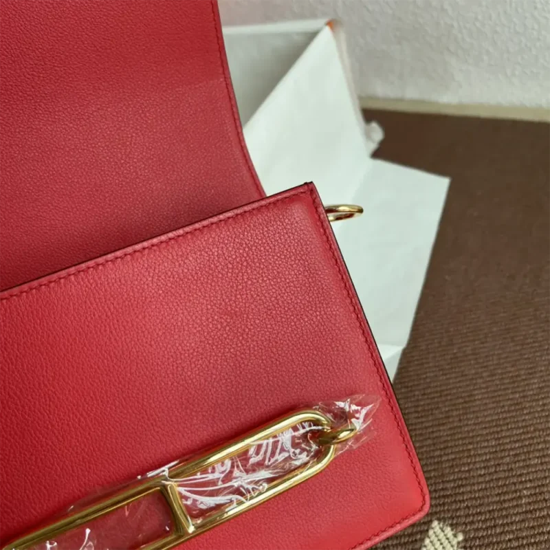 Hermes Women Roulis Mini Bag in Evergrain Calfskin-Red