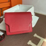 Hermes Women Roulis Mini Bag in Evergrain Calfskin-Red