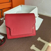 Hermes Women Roulis Mini Bag in Evergrain Calfskin-RedGold (10)