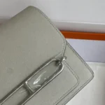 Hermes Women Roulis Mini Bag in Evergrain Calfskin-Silver