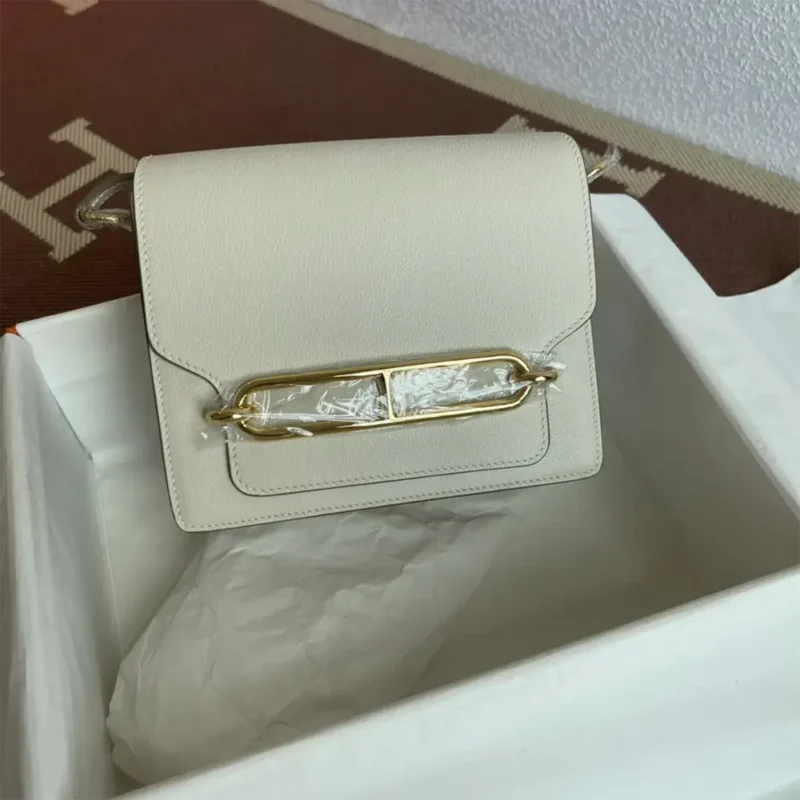 Hermes Women Roulis Mini Bag in Evergrain Calfskin-White