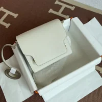 Hermes Women Roulis Mini Bag in Evergrain Calfskin-WhiteGold (10)