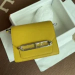 Hermes Women Roulis Mini Bag in Evergrain Calfskin-Yellow
