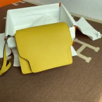 Hermes Women Roulis Mini Bag in Evergrain Calfskin-YellowGold (1)