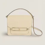 Hermes Women Roulis Mini Bag in Evergrain Calfskin-White/Gold
