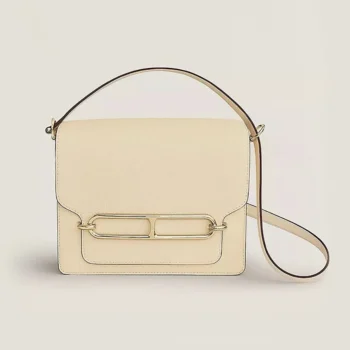 Hermes Women Roulis Mini Bag in Evergrain Calfskin-White/Gold