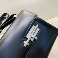 Hermes Women Verrou Bag in Box Leather-BlackSilver (1)
