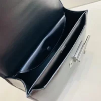 Hermes Women Verrou Bag in Box Leather-BlackSilver (1)