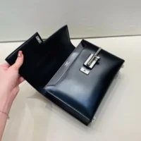 Hermes Women Verrou Bag in Box Leather-BlackSilver (1)