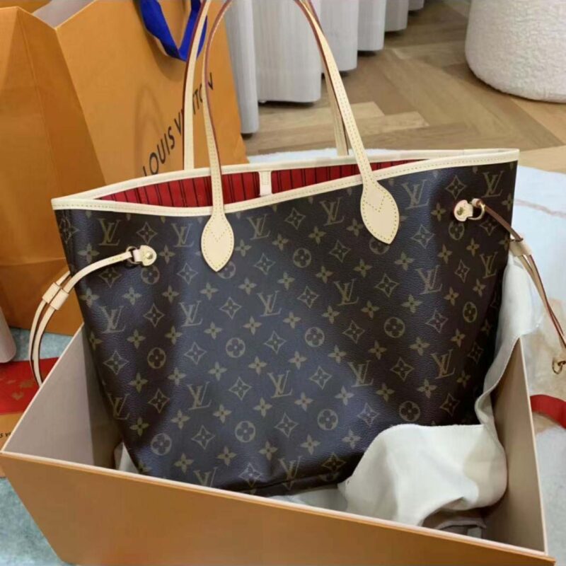 Louis Vuitton LV Unisex Neverfull MM Bag in Monogram Canvas-Brown