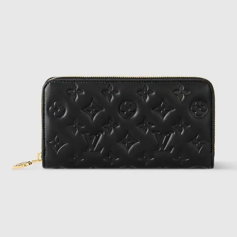 Louis Vuitton LV Unisex Zippy Wallet Monogram-embossed Lambskin-Black