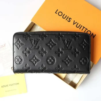 Louis Vuitton LV Unisex Zippy Wallet Monogram-embossed Lambskin-Black