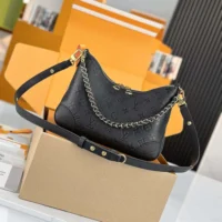 Louis Vuitton LV Women Boulogne PM Embossed Grained Cowhide Leather-Black M12930 (1)