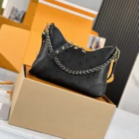 Louis Vuitton LV Women Boulogne PM Embossed Grained Cowhide Leather-Black M12930 (1)
