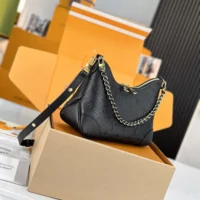 Louis Vuitton LV Women Boulogne PM Embossed Grained Cowhide Leather-Black M12930 (1)