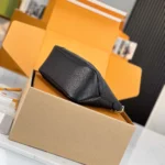 Louis Vuitton LV Women Boulogne PM Embossed Grained Cowhide Leather-Black M12930