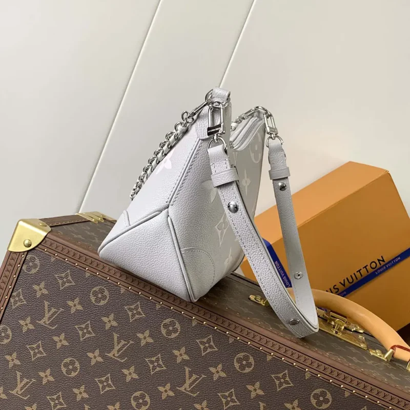 Louis Vuitton LV Women Boulogne PM Embossed Grained Cowhide Leather-Gray